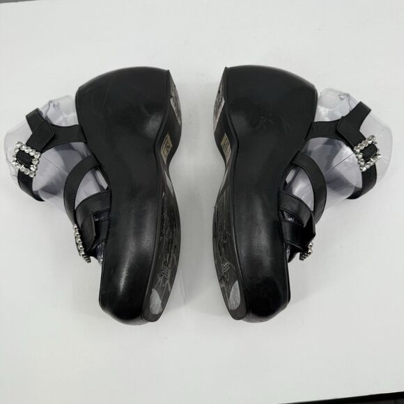 Free People Brooklyn US 7.5 Shoes Black Leather Ankle Strap Platform Sandals - Picture 8 of 16